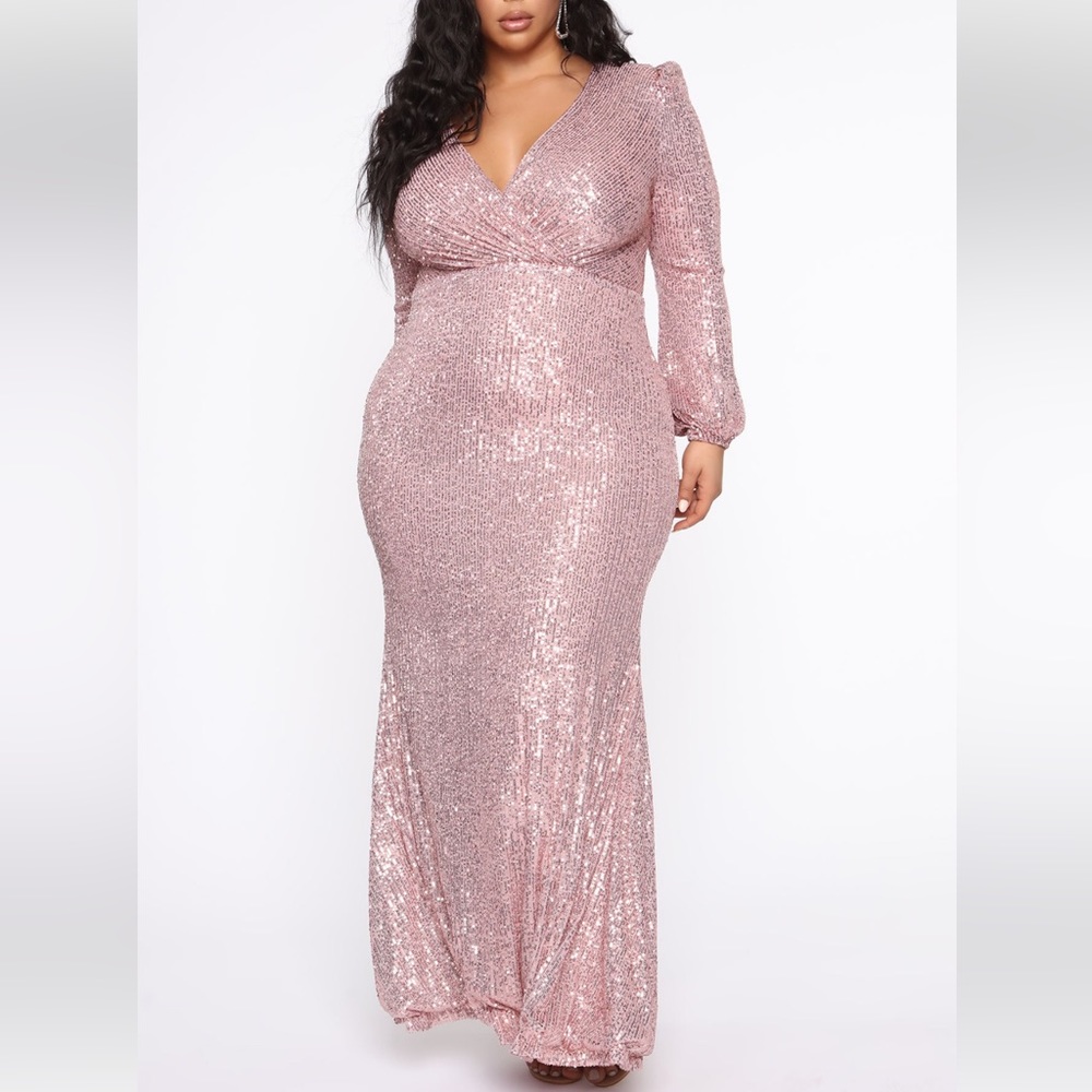 Fashion Nova - The Money Shot Sequin Maxi Dress - Mauve